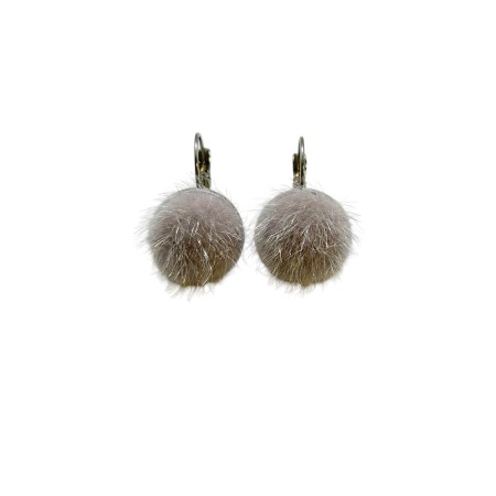earrings steel gold fur grey color